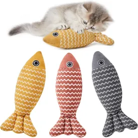 Plush Simulated Fish pet cat Toys Catnip Teasing Teeth Grinding cat Supplies Fish Since Hi Toys(Yellow)