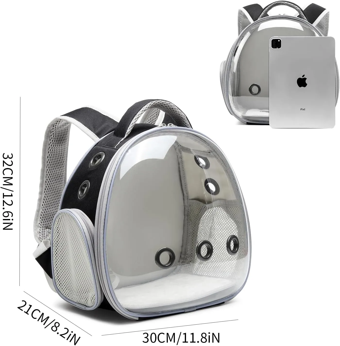 Portable Travel pet Backpack Carrier Hamster Bag Guinea Pig Bird Small Dog cat Turtle Carrier Rabbit Cage Squirrel Bearded Dragon Breathable Hangbag (Black)