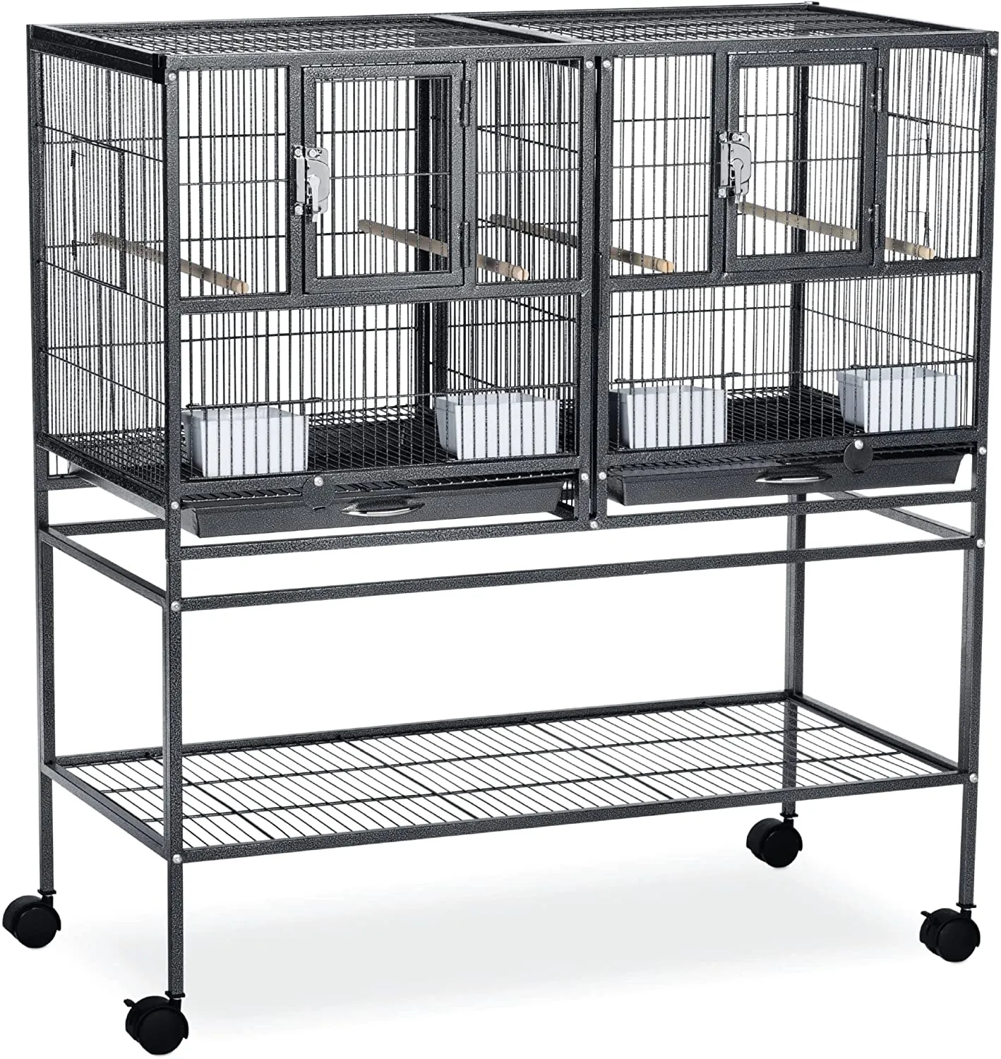 Prevue Hendryx Hampton Deluxe Divided Breeder with Stand - Black - 37.5" x 18" x 40.75"