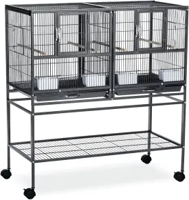 Prevue Hendryx Hampton Deluxe Divided Breeder with Stand - Black - 37.5" x 18" x 40.75"