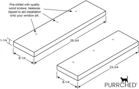 PURRCHED Cat Perch - Carpeted Window Seat, Sturdy and Easy to Install