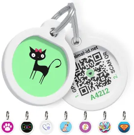 QR Code Dog Tag Silent Id Pet Tags Personalized Name Plate with Online Profile (Small, Kitty)
