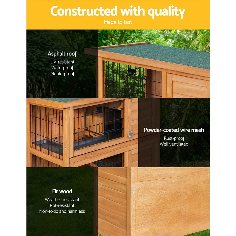 Rabbit Hutch Hutches Large Metal Run Wooden Cage Outdoor Pet House Chicken Coop Guinea Pig Ferret Chinchilla Hamster 91.5cm x 46cm x 116.5cm