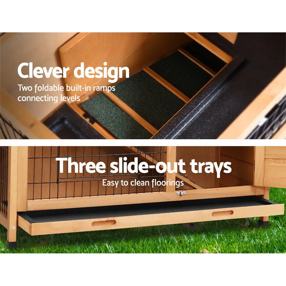 Rabbit Hutch Hutches Large Metal Run Wooden Cage Outdoor Pet House Chicken Coop Guinea Pig Ferret Chinchilla Hamster 91.5cm x 46cm x 116.5cm
