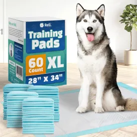 Reli. Dog Pee Pads Extra Large (60 Count) | Dog Pads XL, 28" x 34" | Super Absorbent Puppy Peepad | Leak-Proof Pet Training Mats | X-Large Puppypad for House, Crate Training (Disposable)