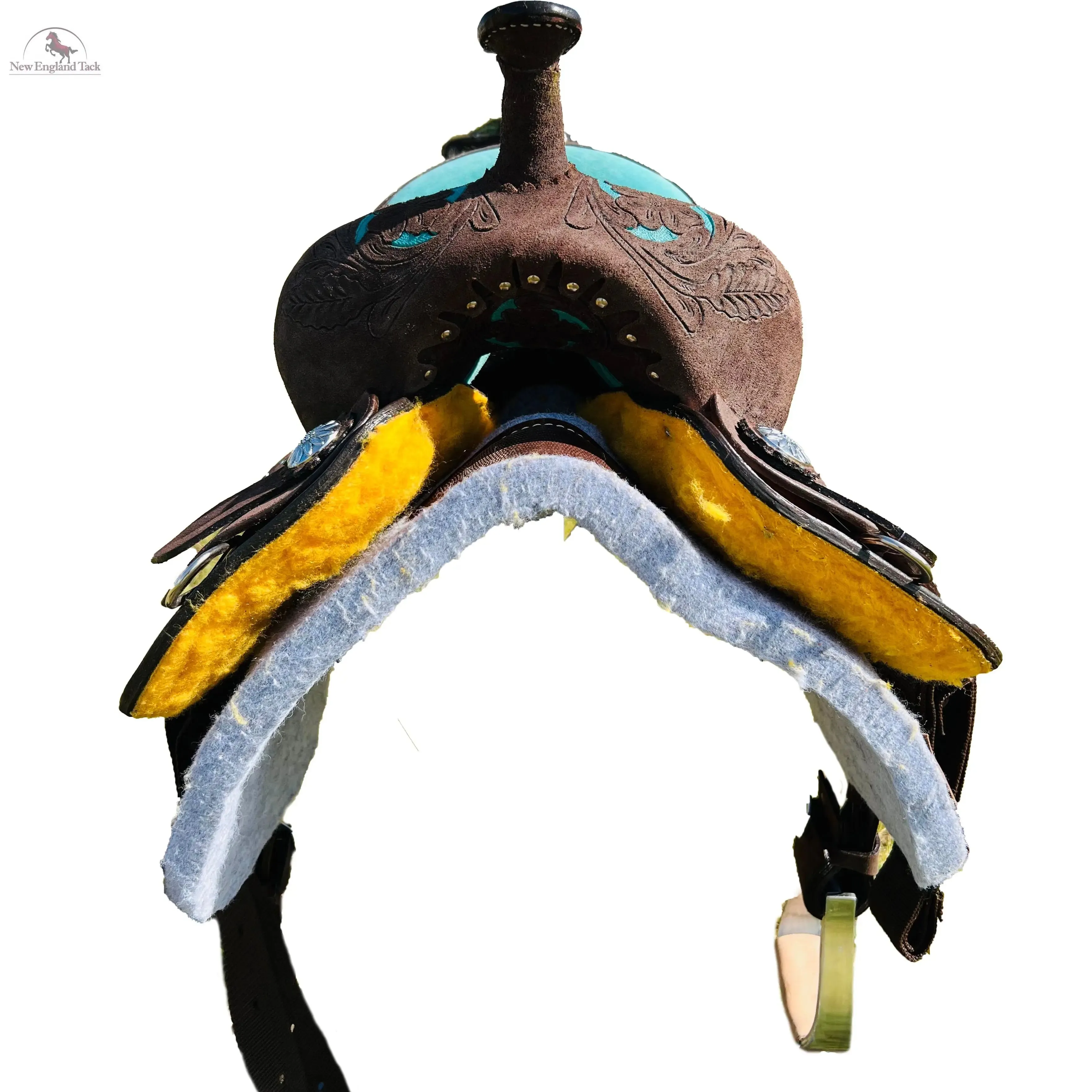 Resistance Youth/Pony Turquoise Suede And Floral Tool Barrel Saddle - 10 12 13 Inch