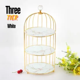 Round MDF Sheet Base Bird Cage Style Desserts and Cosmetics Organizer