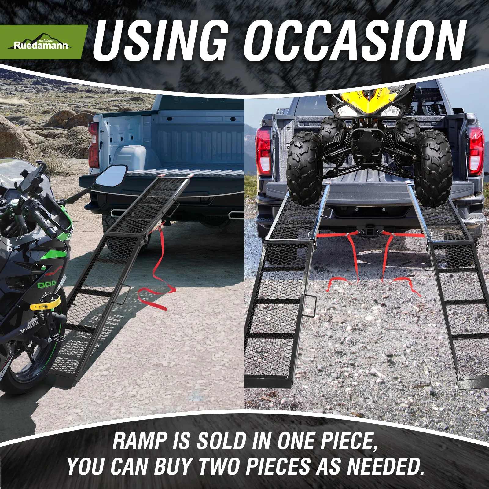 Ruedamann® 80"L Steel Loading Ramp Floding Pack of 1