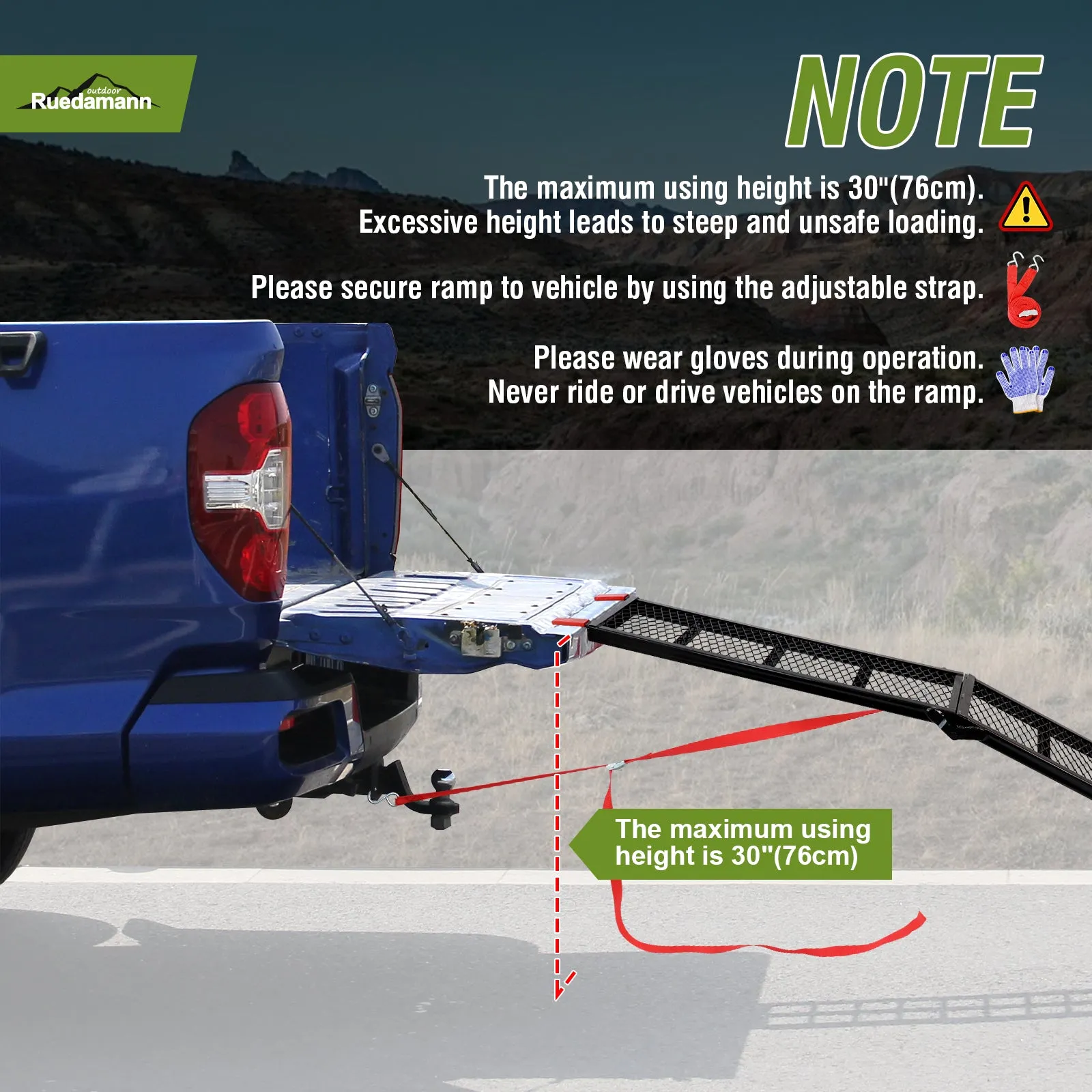 Ruedamann® 80"L Steel Loading Ramp Floding Pack of 1