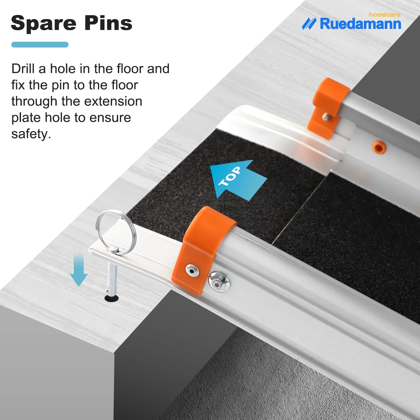Ruedamann® Adjustable Aluminum Wheelchair Ramp Non-Skid Surface 1 set