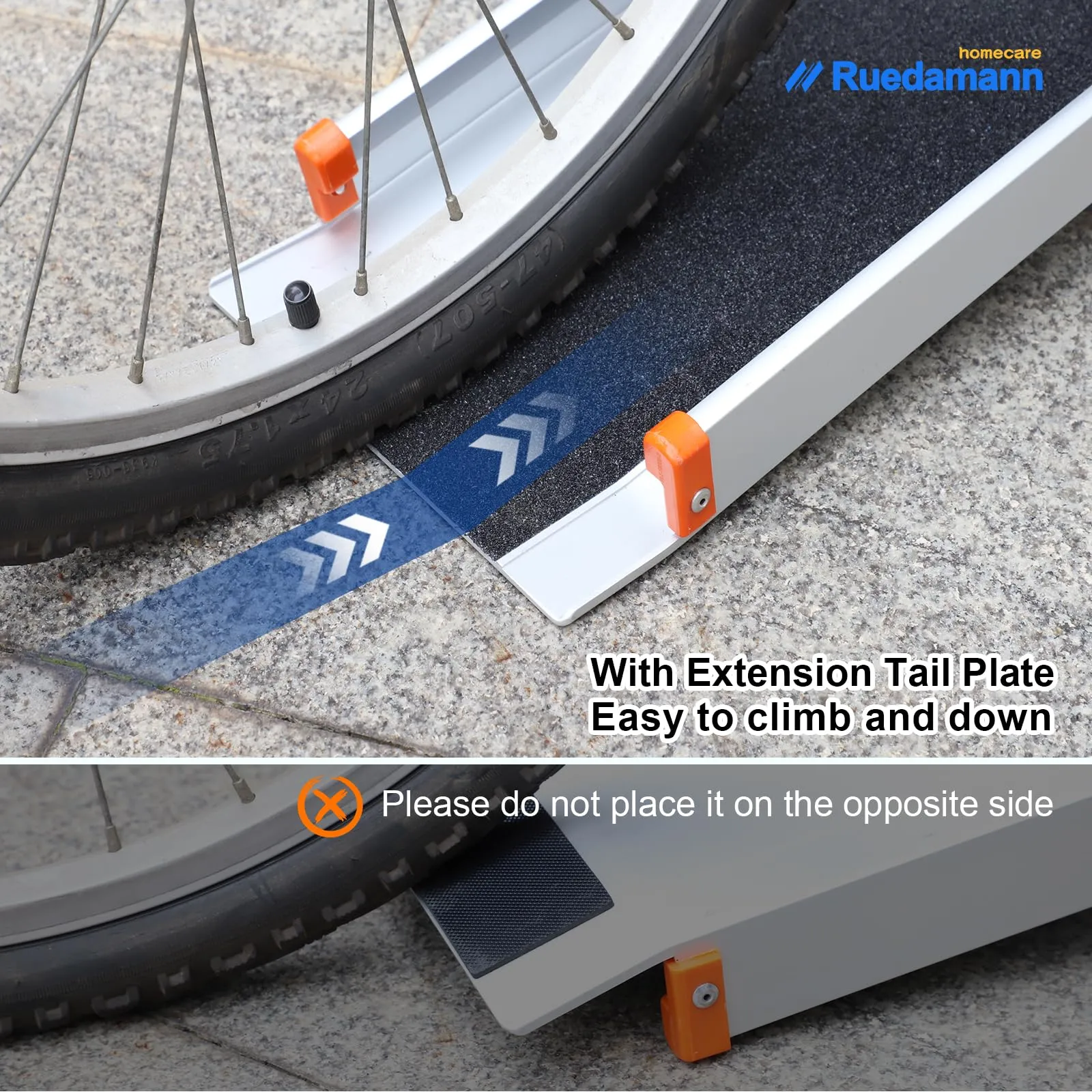 Ruedamann® Adjustable Aluminum Wheelchair Ramp Non-Skid Surface 1 set