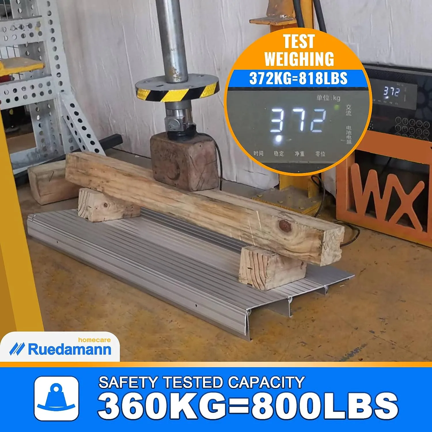 Ruedamann®Threshold Ramp Modular Aluminum Entry Ramp 34" Wide Door Ramp