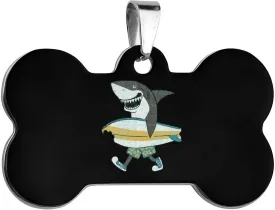 Shark Surf Dog Tag Stainless Steel Cat Dog ID Tags Pet Name Collar Accessories