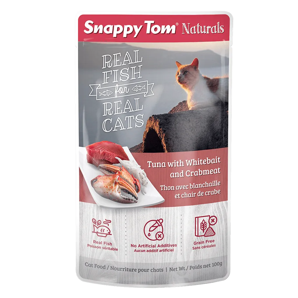 Snappy Tom Wet Cat Food Natural Pouches Tuna With Whitebait & Crab
