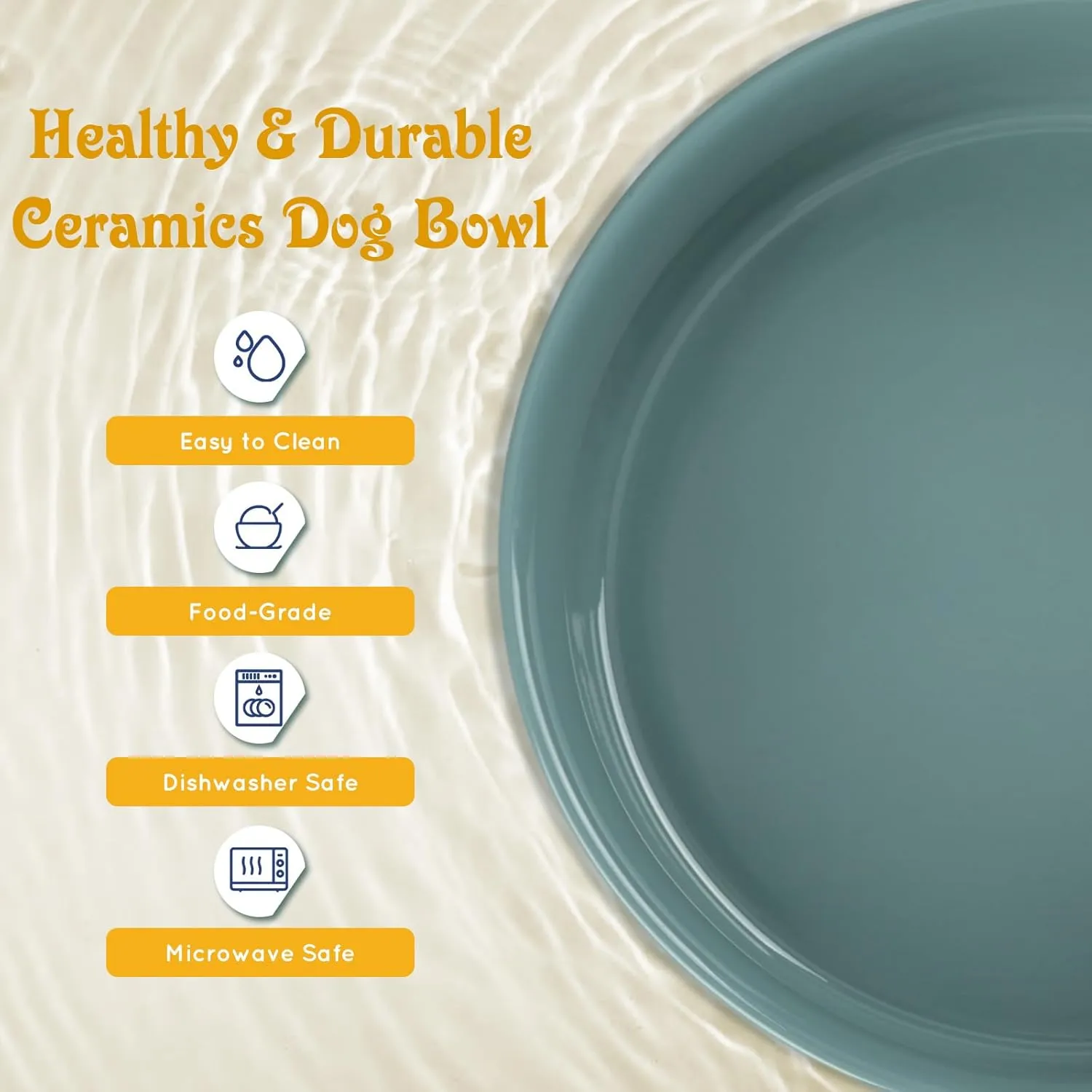 SPUNKYJUNKY Raised Dog Bowls Ceramic Dog Bowls Elevated with Non-Slip Wooden Stand Dog Food Water Bowls for Medium Large Size Dogs(21OZ Slow Feeder 60OZ Bowl,Dark Green)