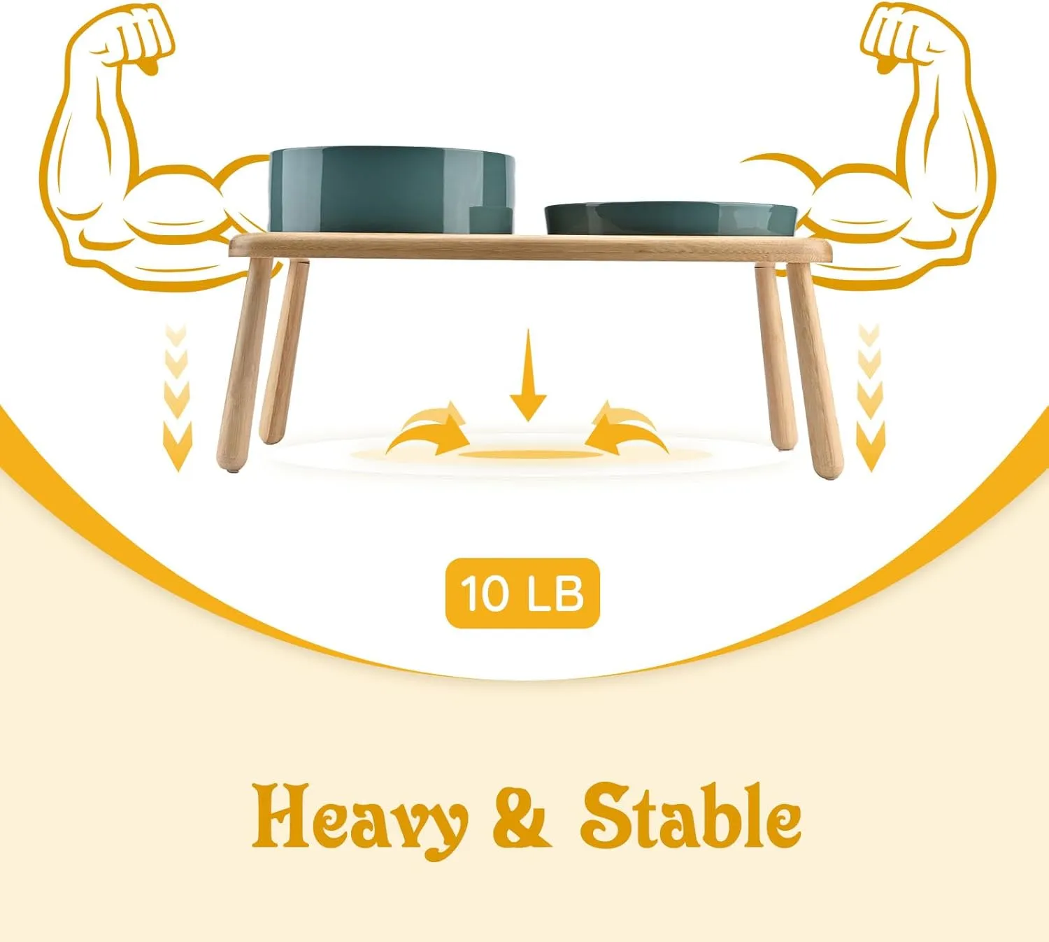 SPUNKYJUNKY Raised Dog Bowls Ceramic Dog Bowls Elevated with Non-Slip Wooden Stand Dog Food Water Bowls for Medium Large Size Dogs(21OZ Slow Feeder 60OZ Bowl,Dark Green)