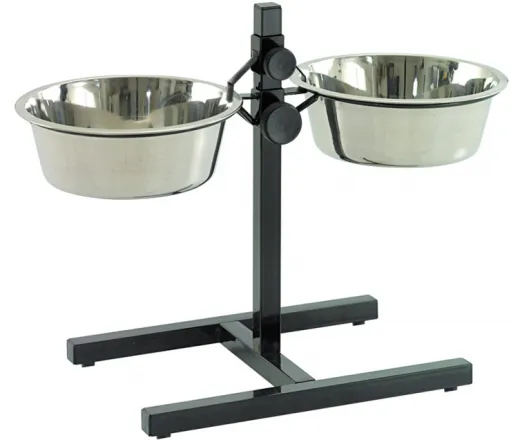 STAND H-FOOT WITH BOWLS BLACK