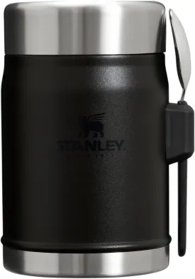 Stanley Classic Food Jar and Spork 14 oz | Vacuum Insulated Thermos Food Container | Wide Mouth Screw On Lid | Packable for Travel | Stainless Steel with Leakproof Lid | BPA-Free | Black 2.0