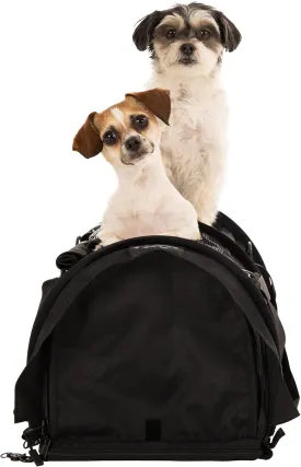 SturdiBag Pro 2.0 Divided Pet Travel Carrier with Flexible Height for Cats and Dogs | Soft Sided Pet Carrier Bag with Safety Clips and Seatbelt Straps for Airplane or Car Travel | Large, Black