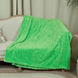 Throw Blankets with 3D Bunny Checkered,Super Soft Cozy Fleece Blankets for Lover Girls Boys Friends Gifts Pets, Lightweight Fuzzy Blanket for Couch Sofa Bed All Season (Green, 50 * 60)