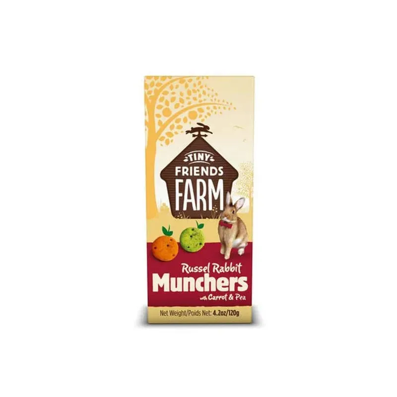 Tiny Friends Farm Russel Rabbit Carrot and Peas Munchers Small Animal Treats - 120g