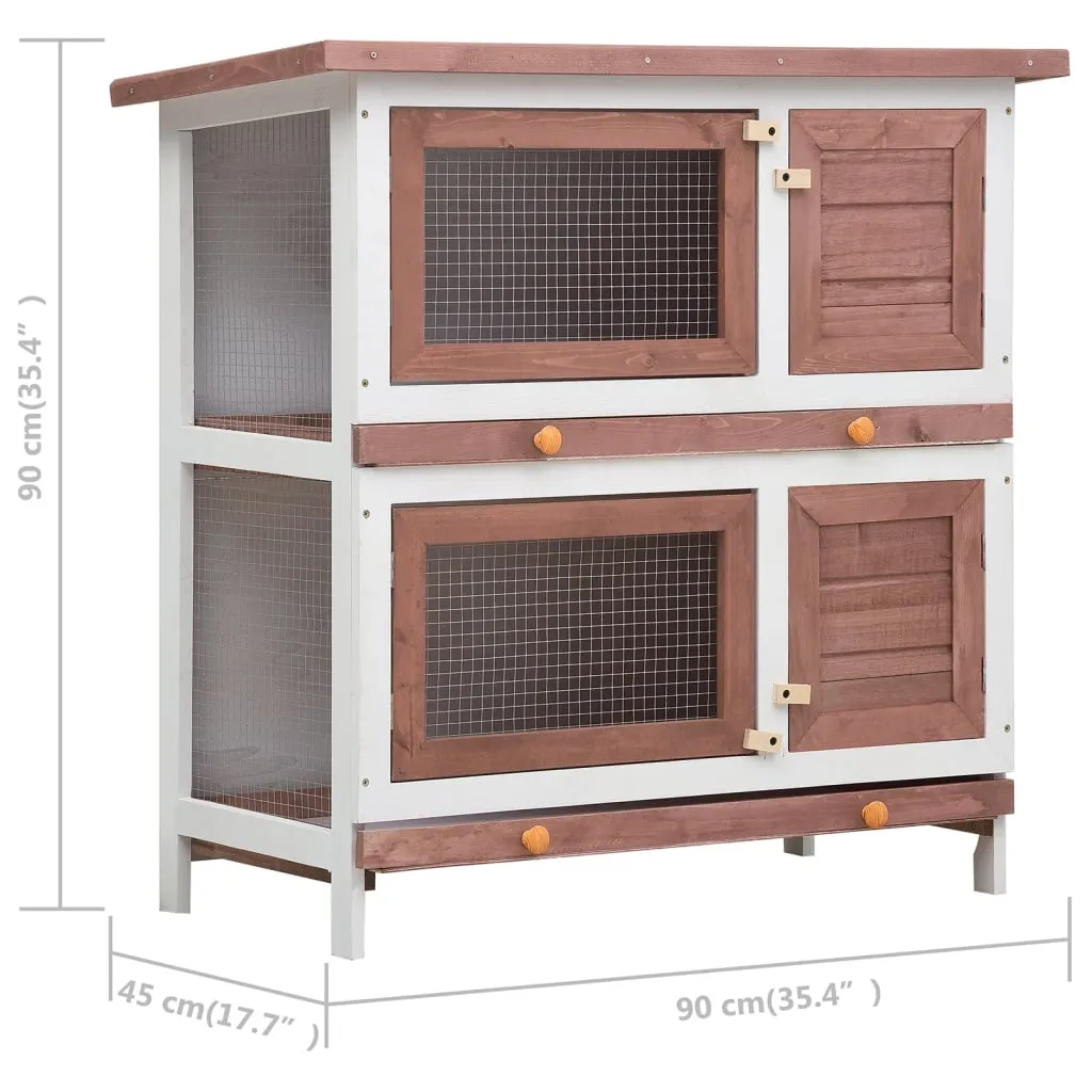 vidaXL Outdoor Rabbit Hutch 4 Doors Brown Wood
