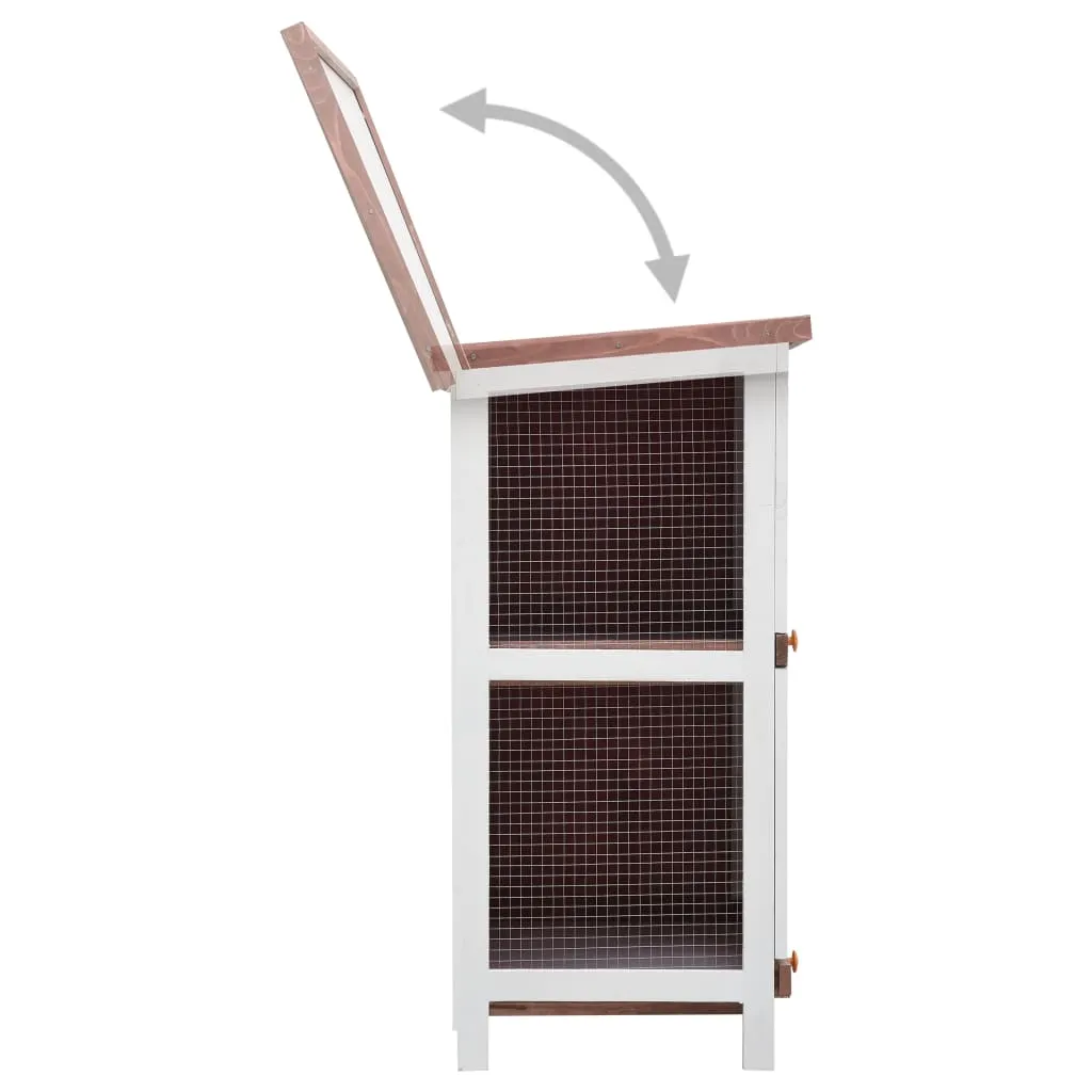 vidaXL Outdoor Rabbit Hutch 4 Doors Brown Wood
