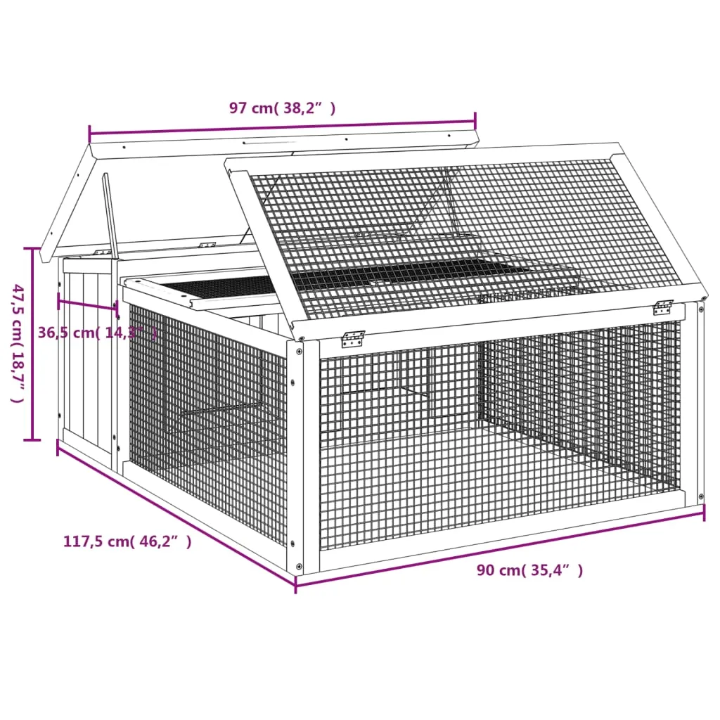 vidaXL Rabbit Hutch Brown 117.5x97x47.5 cm Solid Wood Pine
