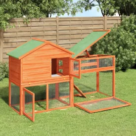 vidaXL Rabbit Hutch Brown 185.5x60.5x109.5 cm Solid Wood Pine