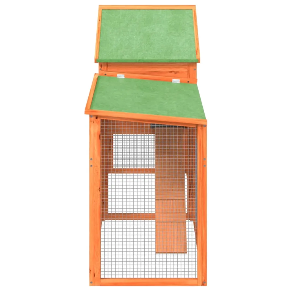 vidaXL Rabbit Hutch Brown 185.5x60.5x109.5 cm Solid Wood Pine
