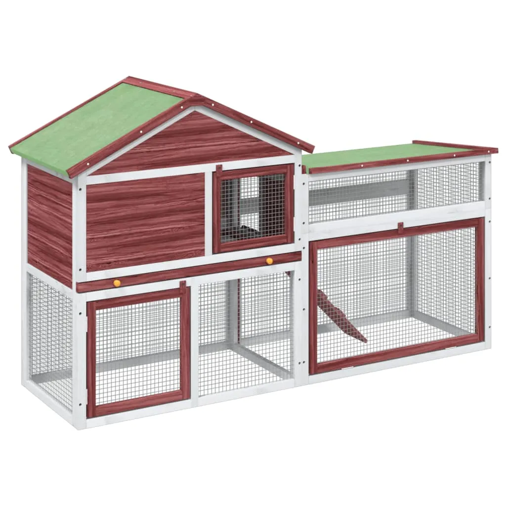 vidaXL Rabbit Hutch Mocha 185.5x60.5x109.5 cm Solid Wood Pine