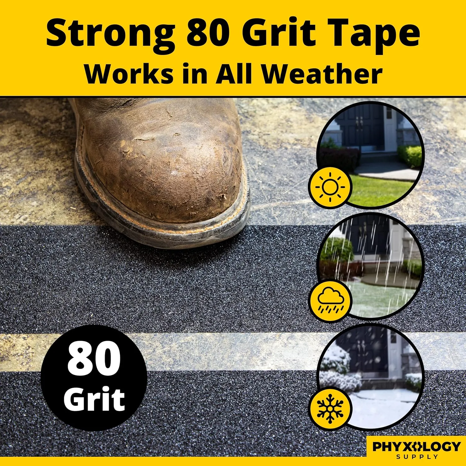 Waterproof Commercial Grade 80 Grit 4" x 35 Foot Black Anti-Slip Swimming Pool Marking Grip Tape. Non-Skid Indoor/Outdoor Safety Adhesive. Durable High Traction Non-Slip Tread for Stairs and Ramps.