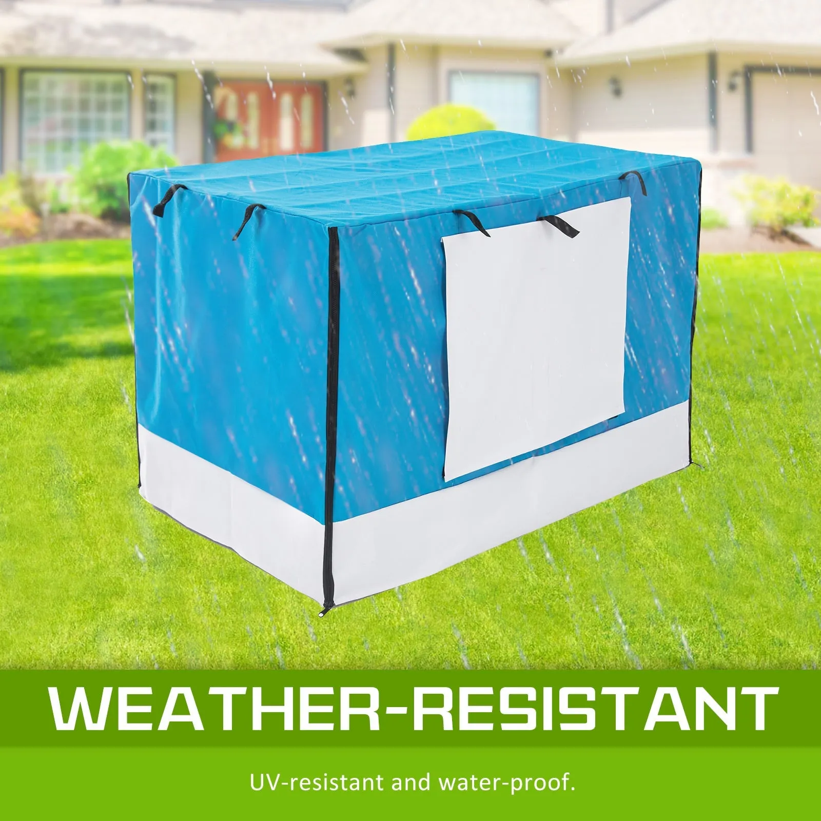 Wire Dog Cage Foldable Crate Kennel 24in with Tray   Blue Cover Combo