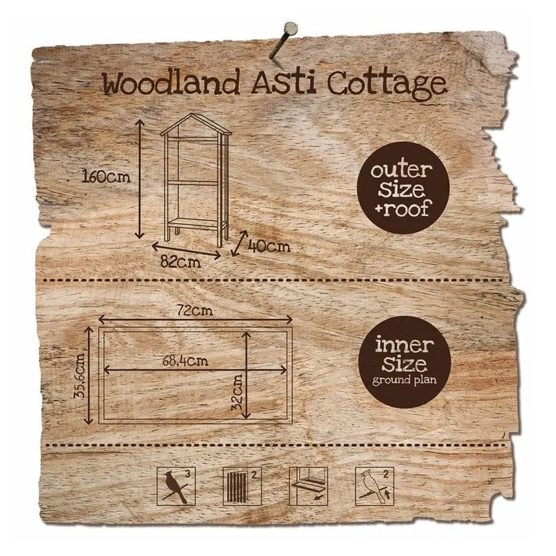 WOODLAND AVIARY ASTI COTTAGE 82x40x160cm