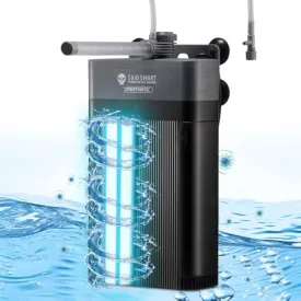 XpertMatic UV Aquarium Filter for 20-50 Gallon Fish Tank, 220GPH Fish Tank Filter with Separate Triple Filtration & UV Light Sterilization Zones