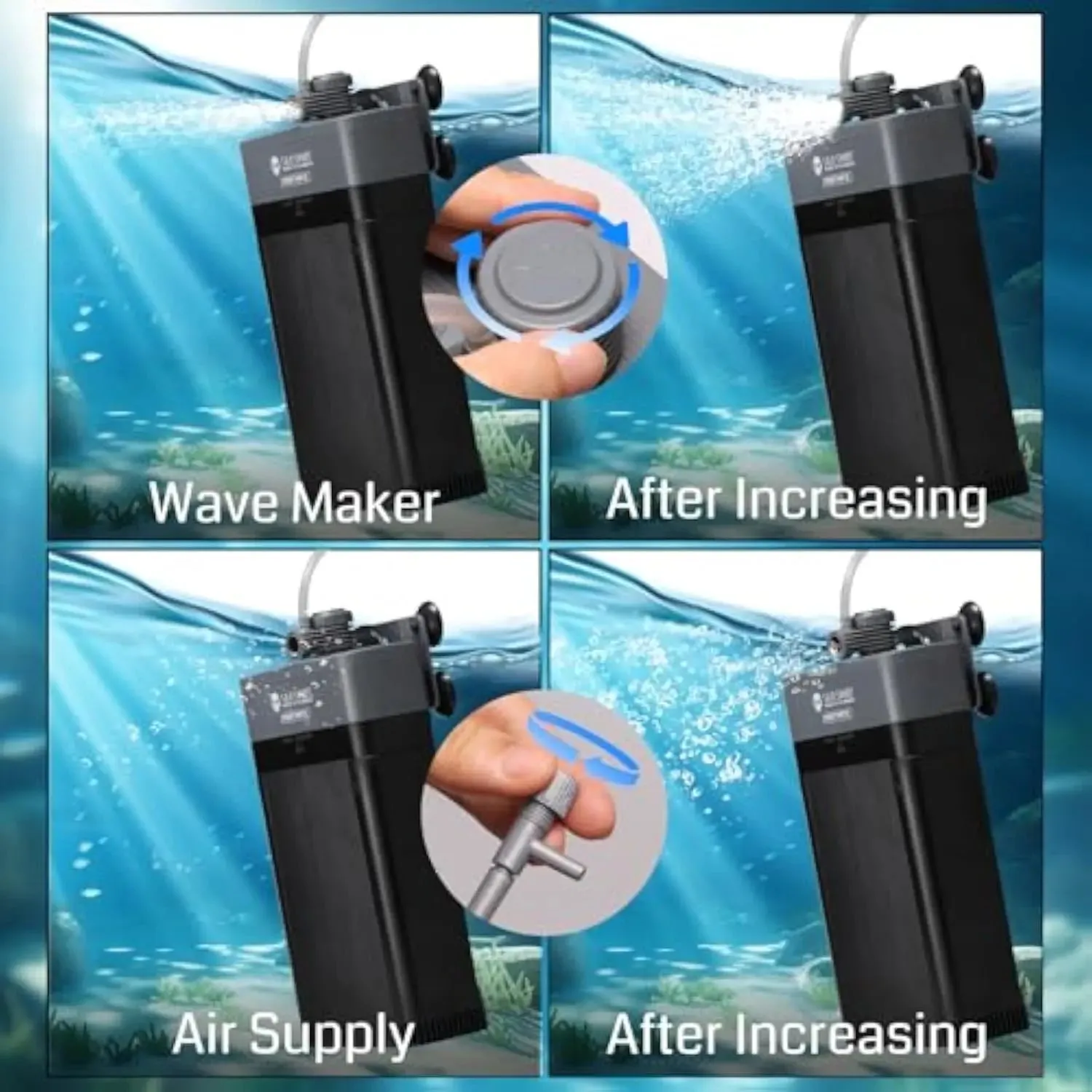 XpertMatic UV Aquarium Filter for 20-50 Gallon Fish Tank, 220GPH Fish Tank Filter with Separate Triple Filtration & UV Light Sterilization Zones
